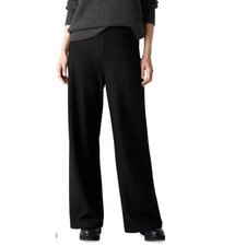 Eileen Fisher NWT Knit Wool Wide Leg Pants Black Medium 168 Minimalist Chic
