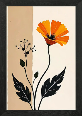 Minimalistische orange Blume Illustrati gerahmtes Wandbild Poster Leinwanddruck Bild