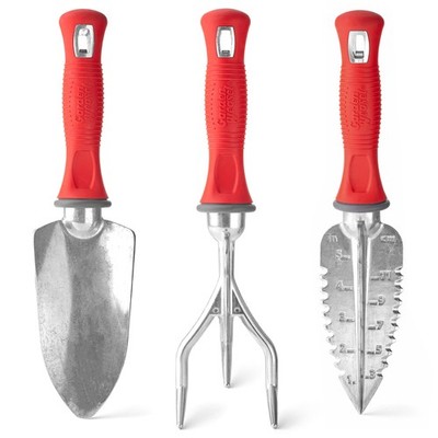 Garden Weasel 3-Piece Hand Tool Combo Set | Trowel, Transplanter and Red 