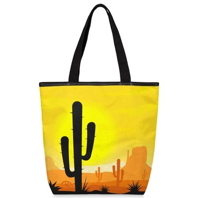 Desert Cactus Plants Canvas Tote Bag for Women with Zipper Large Capacity Bag...