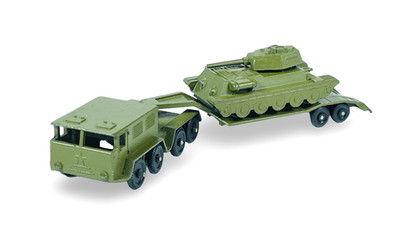 Vintage USSR Tank and Transporter - Loose Diecast 8'' in Length