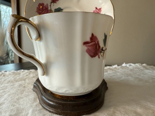 Set tazze e piattini vintage Royal Eton Staffordshire X2233/3 rose rosa osso Cina - Foto 7 di 18
