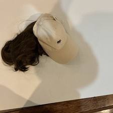 Women  s Baseball Cap With A Brunette Wig Attached. Adjustable. New