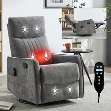 Dark Gray Massage Recliner Chair with Rocker, Swivel  Heat