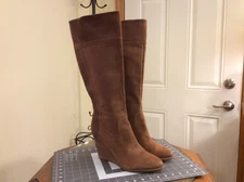 Franco Sarto Lara Womens Boots Brown Fashion Leather Rawhide Zipper Wedge Sz 12M