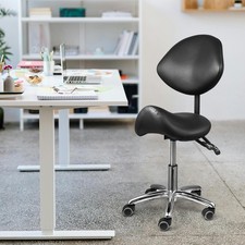 Swivel Salon Spa Stool Chair Adjustable Hydraulic Rolling Stool w/ Back Support