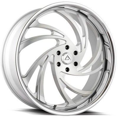 22x9.5''Azad Wheels AZ Drip Brushed Silver with SS Lip Rims