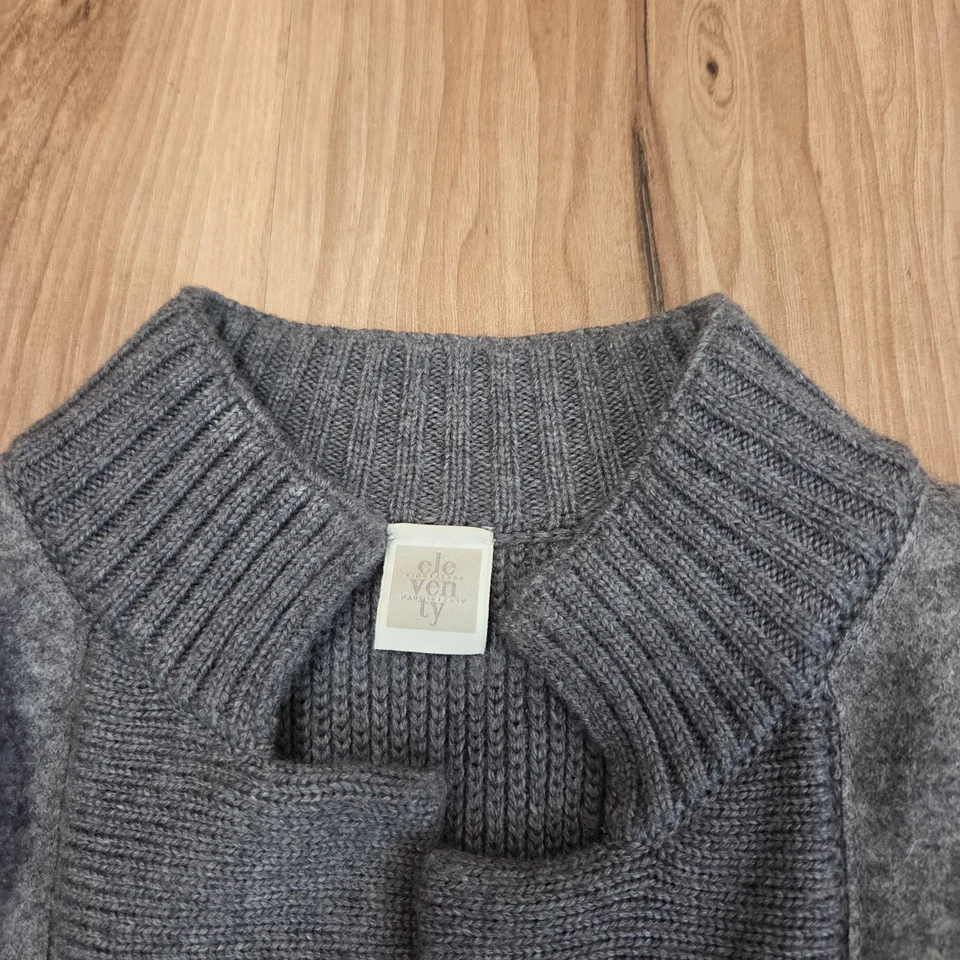 Eleventy Wool Cardigan Bomber Mens Large Button Up Preppy Gray - Image 4 of 4