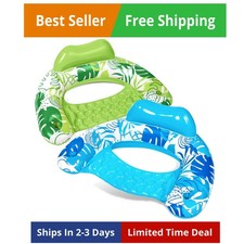 Inflatable Pool Floats Adult,2 Pack Pool Chairs with Cup Holders,X-Large Blow...