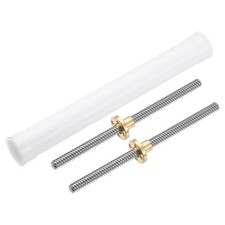 2 Pcs 150mm Lead Screw with Tr8x2 Brass Nut and Plastic Packaging Tube, Silver
