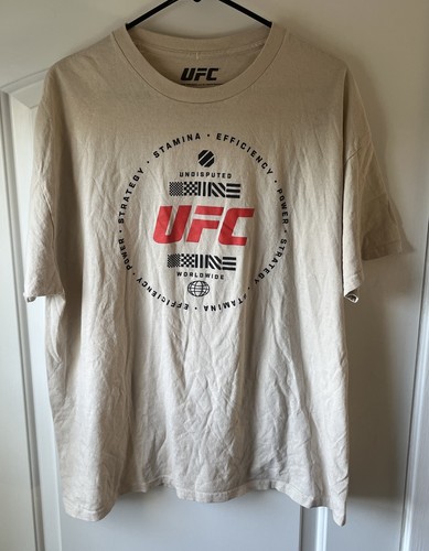 UFC Men's UFC Brand Short Sleeve Crewneck Cream Logo T-Shirt Size X-Large XL
