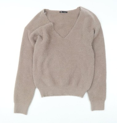Pullover Pulli Damen UK Größe S Zara Beige