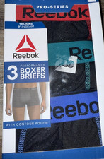 Reebok  3-Pair Mens Boxer Brief Trunks Performance Polyester 3" Inseam A  XL