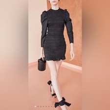 Ulla Johnson Aurele Mini Dress in Noir Black Size 8