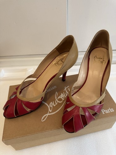 Christian Louboutin Red & Tan Heels - Picture 2 of 6