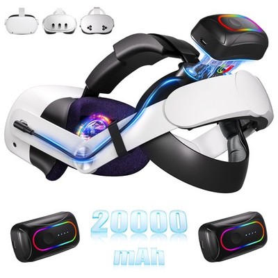 20000mAh Dual Magnetic Battery Head Strap Compatible with Meta Oculus Quest 2...