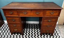 Antique Victorian Oak Pedestal Office Writing Desk