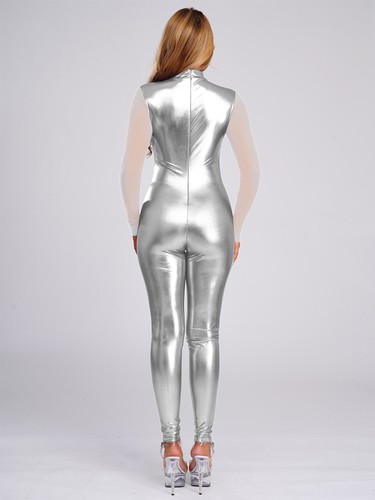 Body donna tuta gioco tuta patchwork pezzo unico abbigliamento sportivo metallizzato adulto - Foto 27 di 54