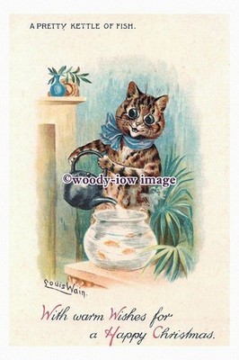 rp00716 - Louis Wain Katze - Ein hübscher Fischkessel - Druck 6x4
