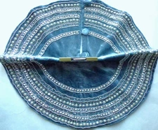 RACHEL ASHWELL Blue Crushed Velvet TABLETOP TREE SKIRT Pearl Silver Luxe 24"