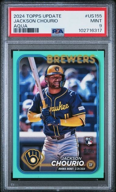 2024 TOPPS UPDATE AQUA #US155 JACKSON CHOURIO ROOKIE RC PSA 9