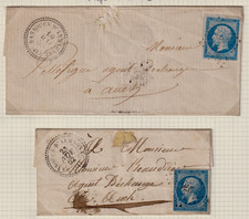 France Classic: 2 Letters 1862 with Mi.No. 13I from Bassoues d'Armagnac!!