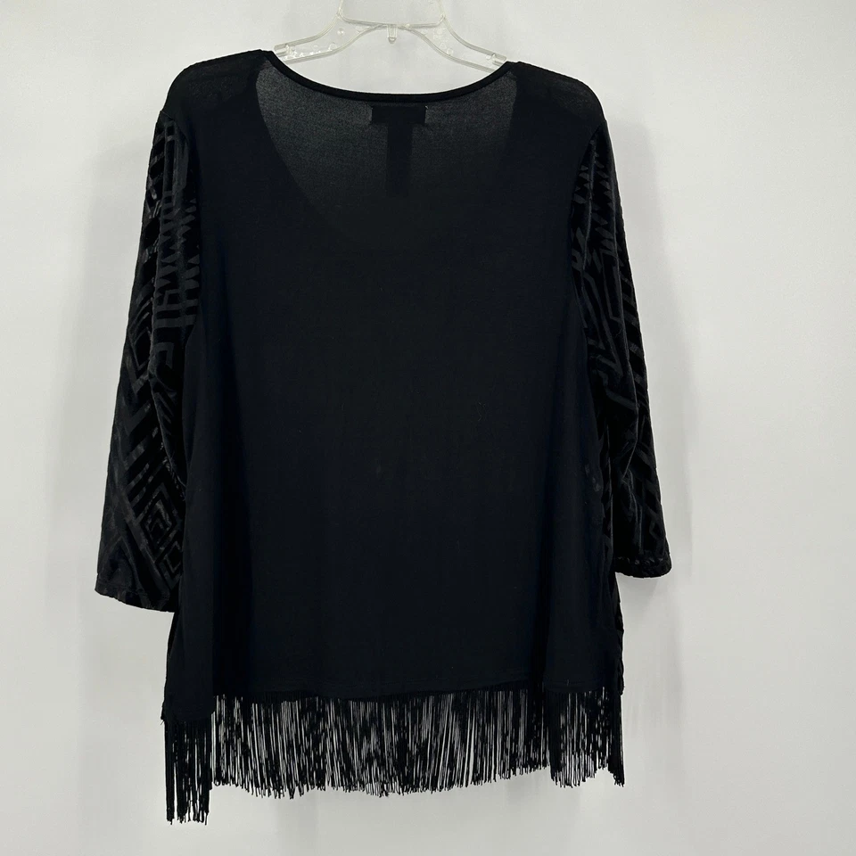 Top con flecos de terciopelo Whimsigoth Burnout para mujer talla XL Moody Boho Festival Art Deco Foto 2 de 4
