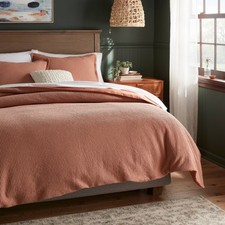 Twin/Twin Extra Long Washed Waffle Weave Duvet Cover and Sham Set Light