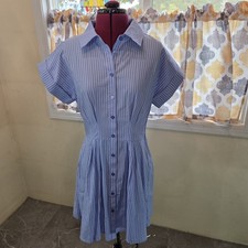 NWT Steve Madden Blue /white Striped Mini Dress, Button Down Size S