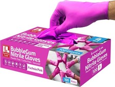 4 Mil   Fuchsia Pink Nitrile Gloves   Disposable Latex Free  Powder Small
