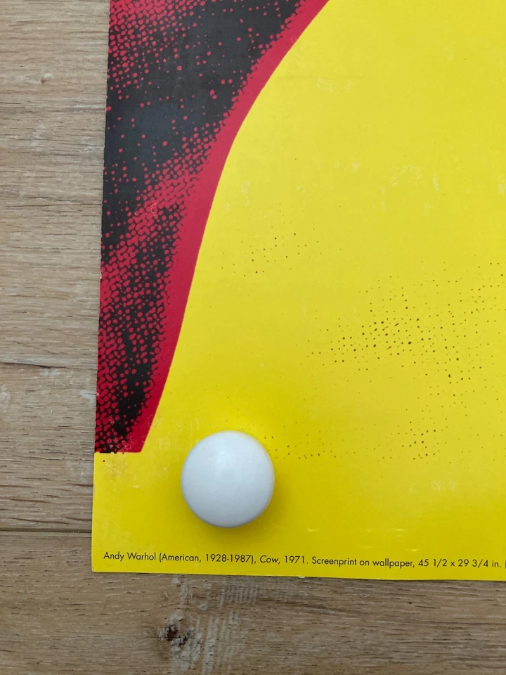 ANDY WARHOL Cow Wallpaper Poster pink/yellow '92 pop art 33" x 20" - image 2 of 4