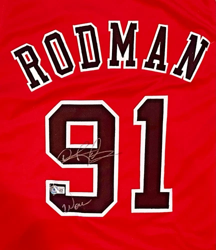 Dennis Rodman Signed INSCRIBED Custom Jersey NBA Chicago Bulls BAS Autograph 🏀