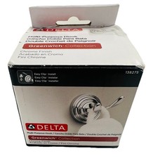 New - Delta Greenwich Double Robe Hook Polished Chrome 138275