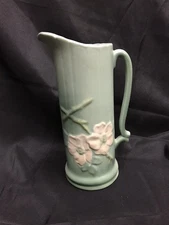 WELLER POTTERY USA PITCHER /EWER TANKARD WILD ROSE PATTERN 12" TALL