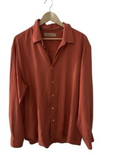 Tommy Bahama Men s 100 Silk Long Sleeve Button Down Shirt XL Coral Beachy