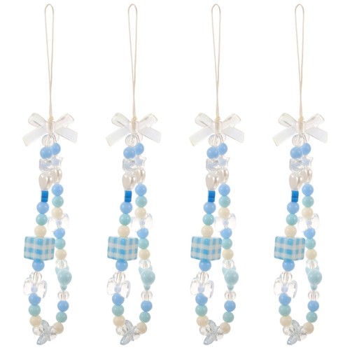 Mobile Robe Chain Set of 4 Bead Phone Wrist Rope Chain Charms for Mobile Phones Cell ...