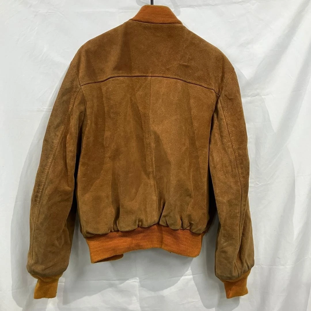 Chaqueta de bombardero de cuero de gamuza Schott marrón hecha en EE. UU....