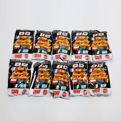 Set of 10 FIFA World Cup 2002 McDonald's x Coca-Cola pin badges (10 designs)