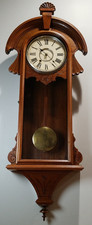 Antiguo reloj de pared New Haven "Cambria" reloj de 8 días, llave de cuerda