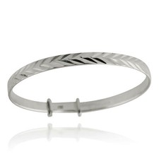 Diamond Cut Baby or Toddler Bracelet - 925 Sterling Silver - Expandable Bangle