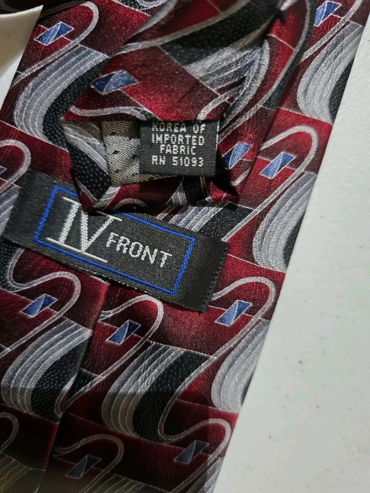复古 IV 前领带佩斯利几何经典学院风商务红色黑色  — 第 3/3 张图片