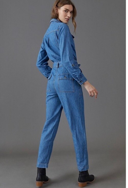Anthropologie Pilcro and the Letterpress Denim Jumpsuit Long