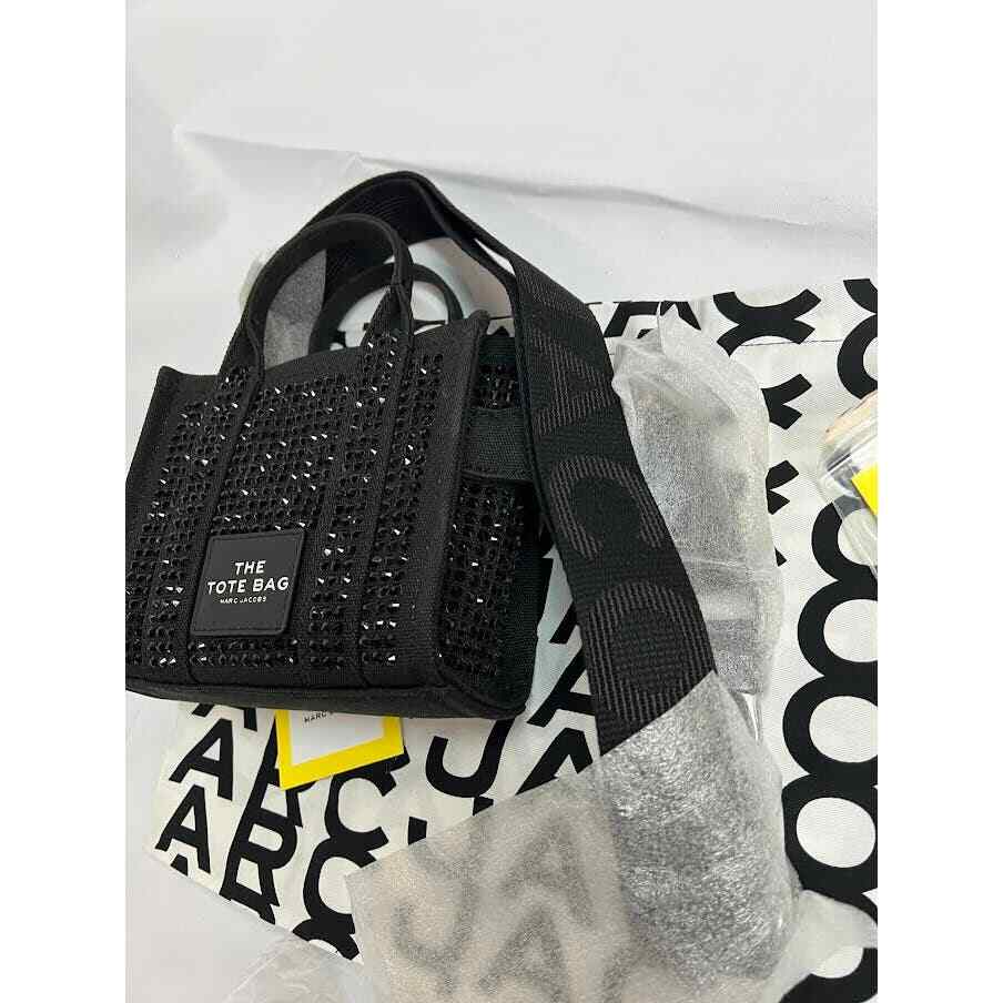 NWT! Marc Jacobs The MINI Crystal Canvas Tote bag BLACK | eBay