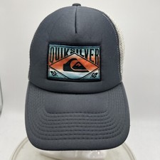 Quiksilver Sunset Logo Adult Trucker Hat Ball Cap Gray White Beach Mesh Snap