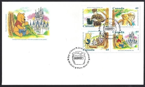 🍁Canada  #1621a Block  "WINNIE THE POOH"  Brand New  1996 First Day Cover