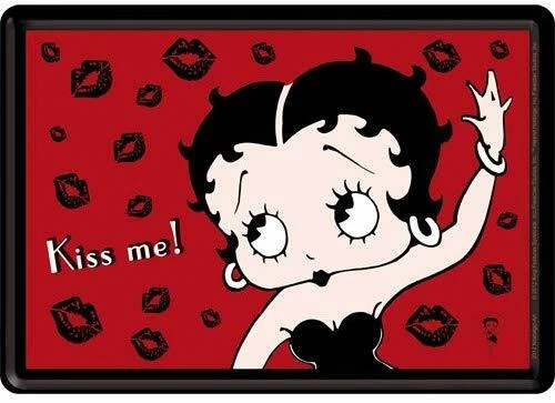 Plaque émaillée bombée et relief Betty Boop 14 x 10