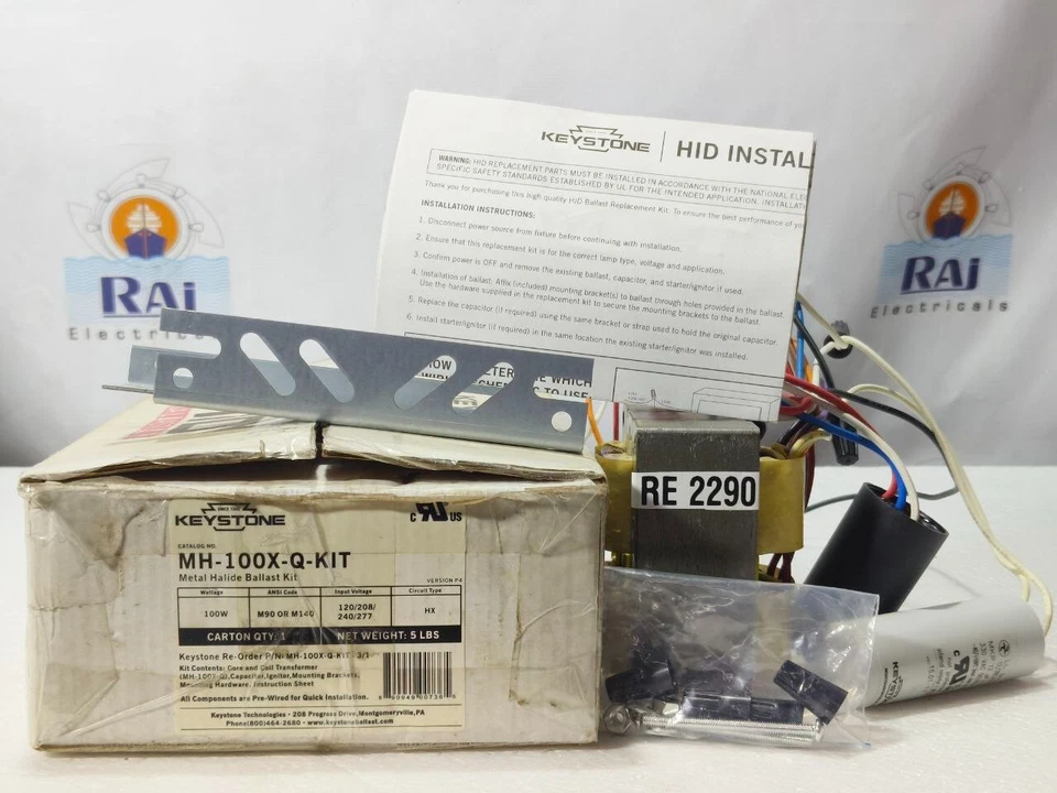 KIT DE LASTRO DE IODETO METÁLICO KEYSTONE MH-100X-Q-KIT 100W LÂMPADA 120V-277V M90 OU M140 - Imagem 2 de 4