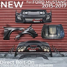 For 2015 2016 2017 Ford Mustang GT500 Style Front Rear Bumper Hood Fenders Kit