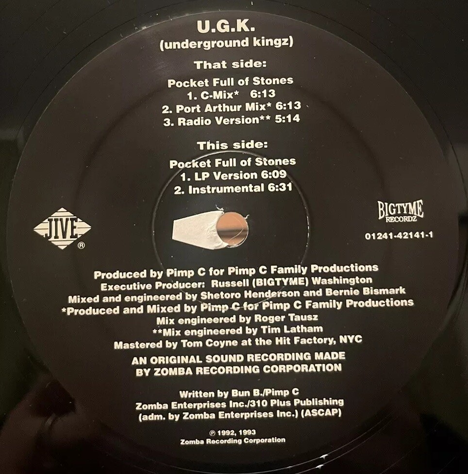 U.G.K. Pocket Full Of Stones 12” Single Menace II Society