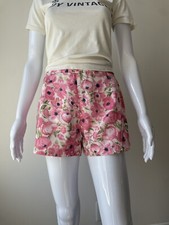 Vintage 90s S Floral Pink Brush Stroke Shorts French Connection Cotton VGUC